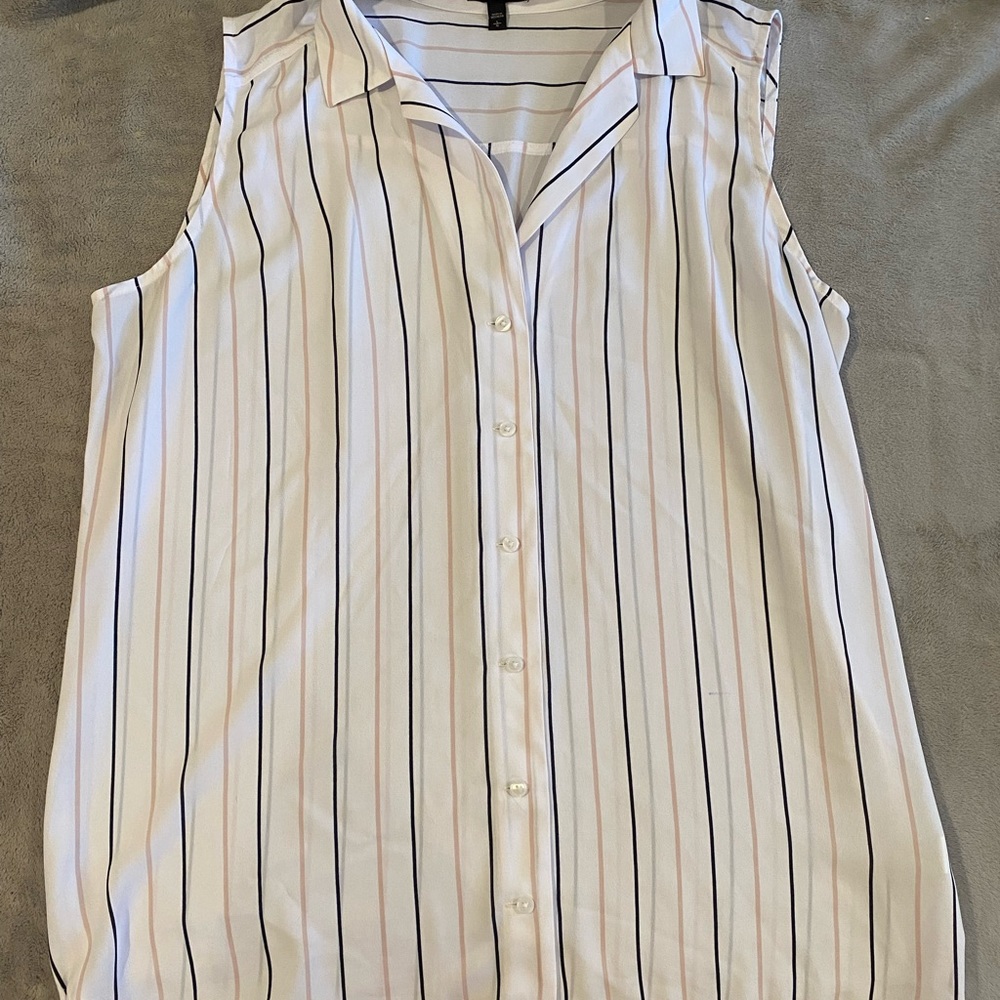 Express large chiffon fabric tank top button up blouse.
